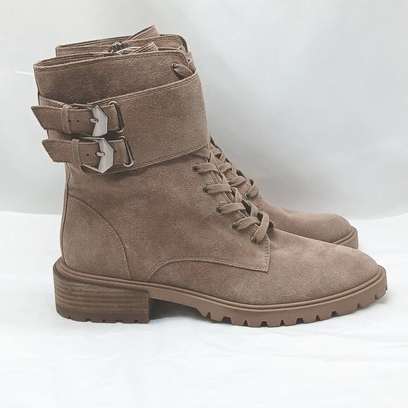 Vince Camuto Fawdry Tan Suede Combat Boots Women’s 10M Moto Lug Sole Fall - Picture 1 of 11